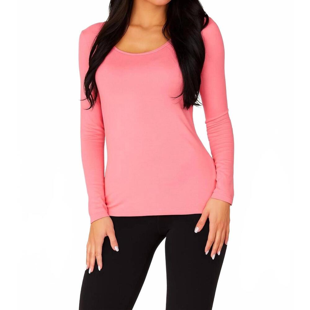 NEW ANGEL APPAREL long sleeve scoop neck tee in raspberry